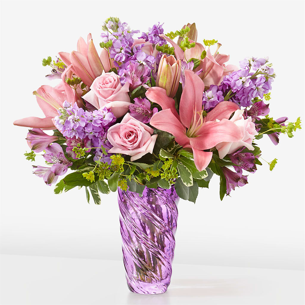 Precious Petals Bouquet with Luxe Swirl Vase – JENNY'S FLOWER, Brooklyn NY
