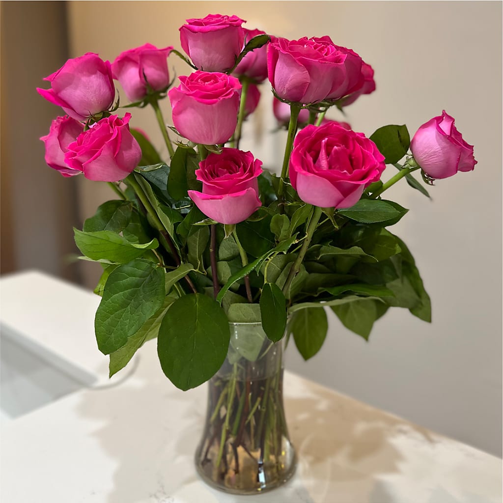 Long Stem Pink Rose Bouquet – JENNY'S FLOWER, Brooklyn NY
