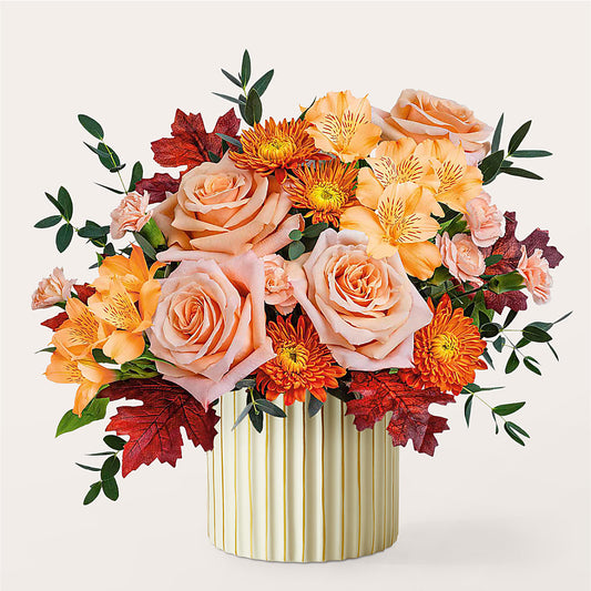 Spiced Latte Bouquet with Ivory Vase – JENNY'S FLOWER, Brooklyn NY